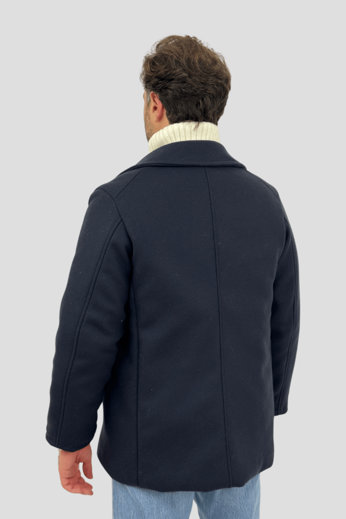 Manteau caban pour homme bleu en 100% cachemire italien